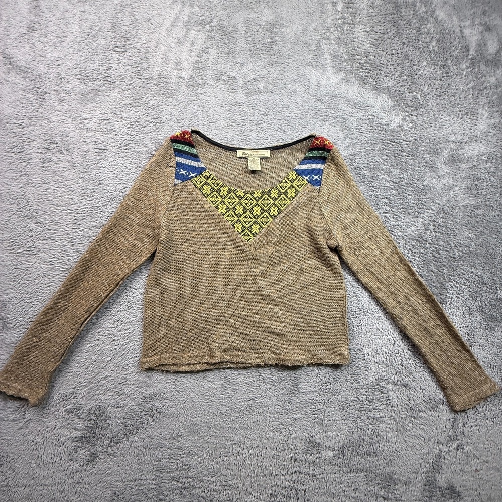 Billy By Flying Tomato Boho Long Sleeve Top Wool Blend Womens M Open Knit
